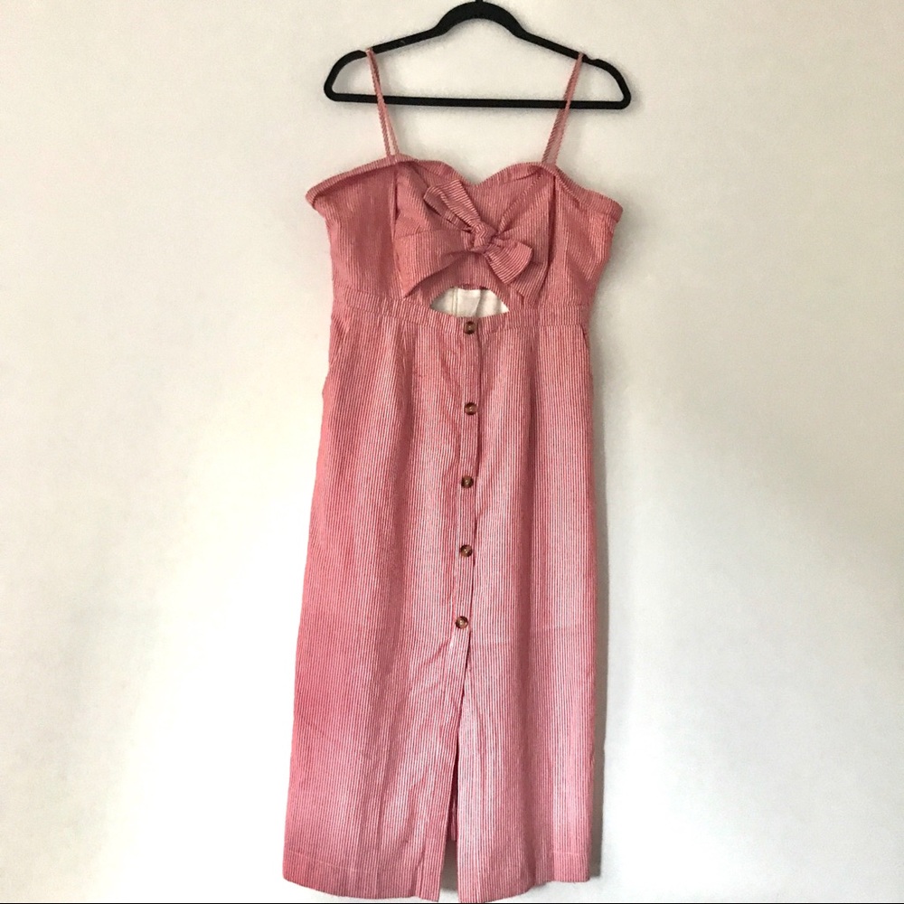 WHITE CLOSET Cutout Front Bow Red Dress - XL